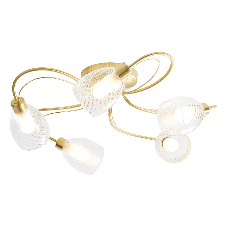 Spa Veria 5 Light Ceiling Light Clear Glass and Satin Brass 2