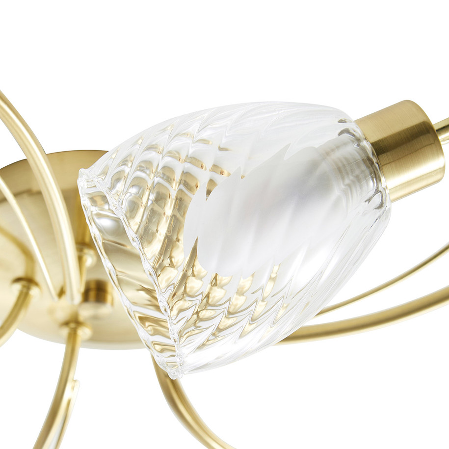 Spa Veria 5 Light Ceiling Light Clear Glass and Satin Brass 3
