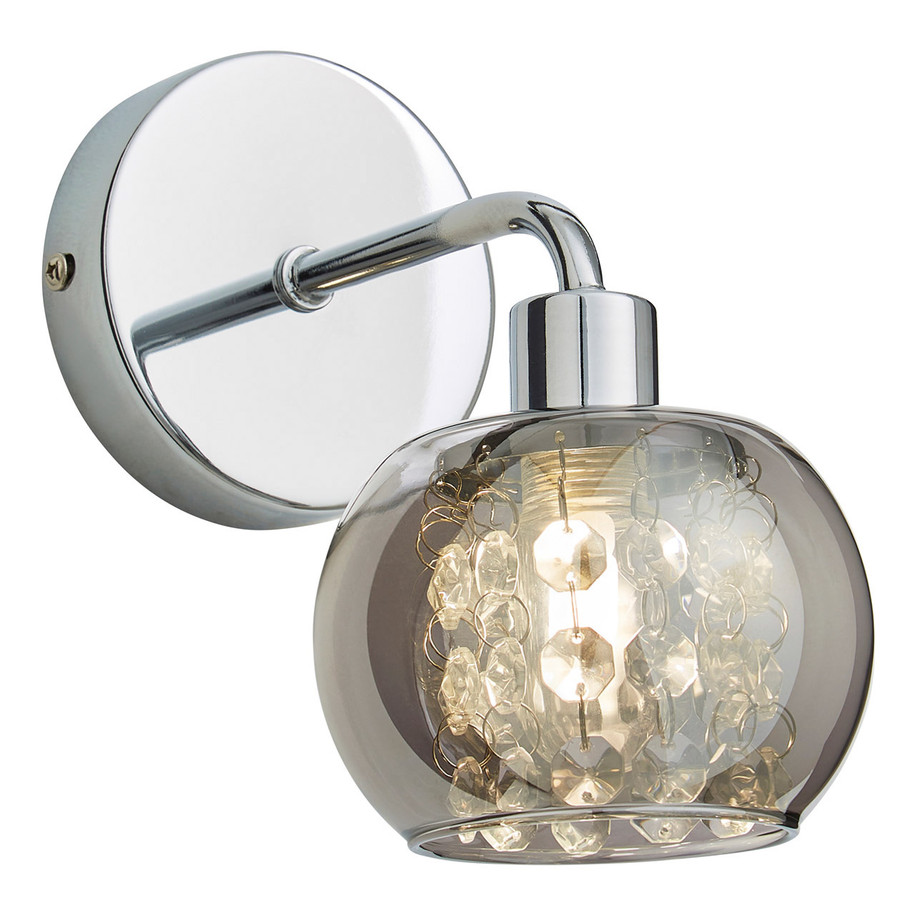 Spa Megara Single Wall Light Decorative Crystal Smoke Glass and Chrome 2