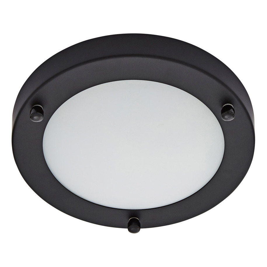 Spa 180mm Delphi Flush Ceiling Light Opal Glass and Satin Black 1