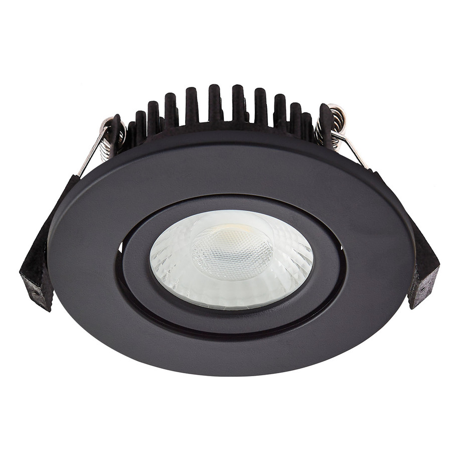 Spa Como LED Tiltable Fire Rated Downlight 5W Dimmable 3-Pack Cool White Satin Black IP65 5