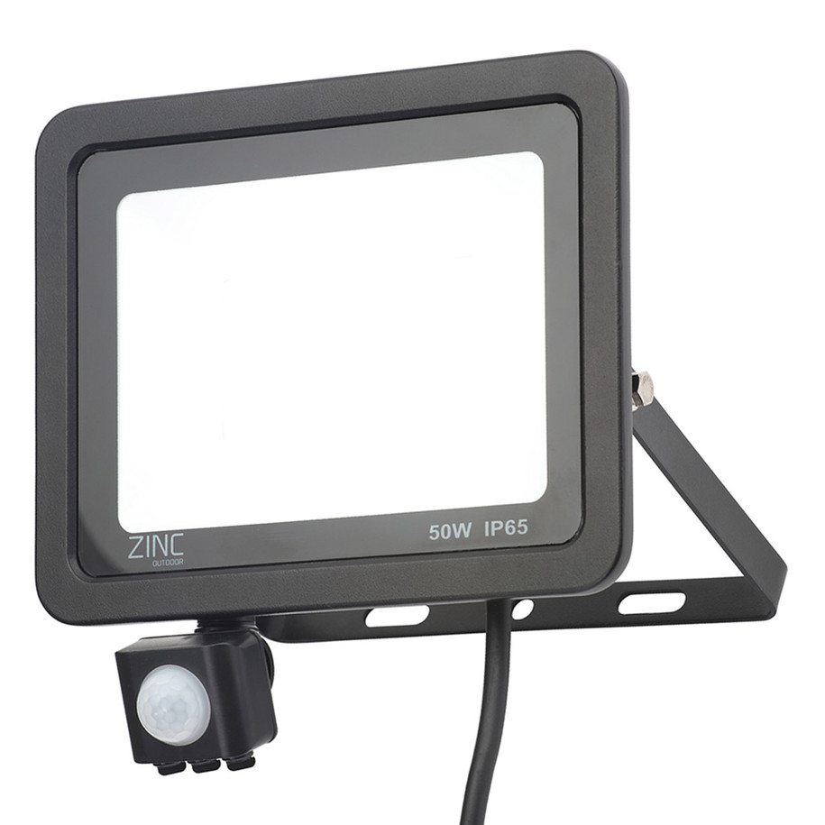 Zink RYE LED PIR Slimline Floodlight 50W Daylight 180° Black Price Comparisons | Compare The Build