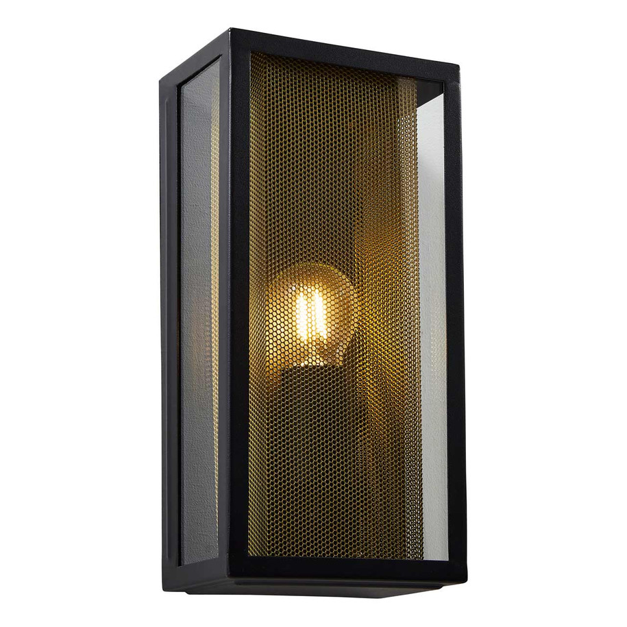 Zink CUBA Outdoor Box Lantern with Mesh Insert Black and Brass 2