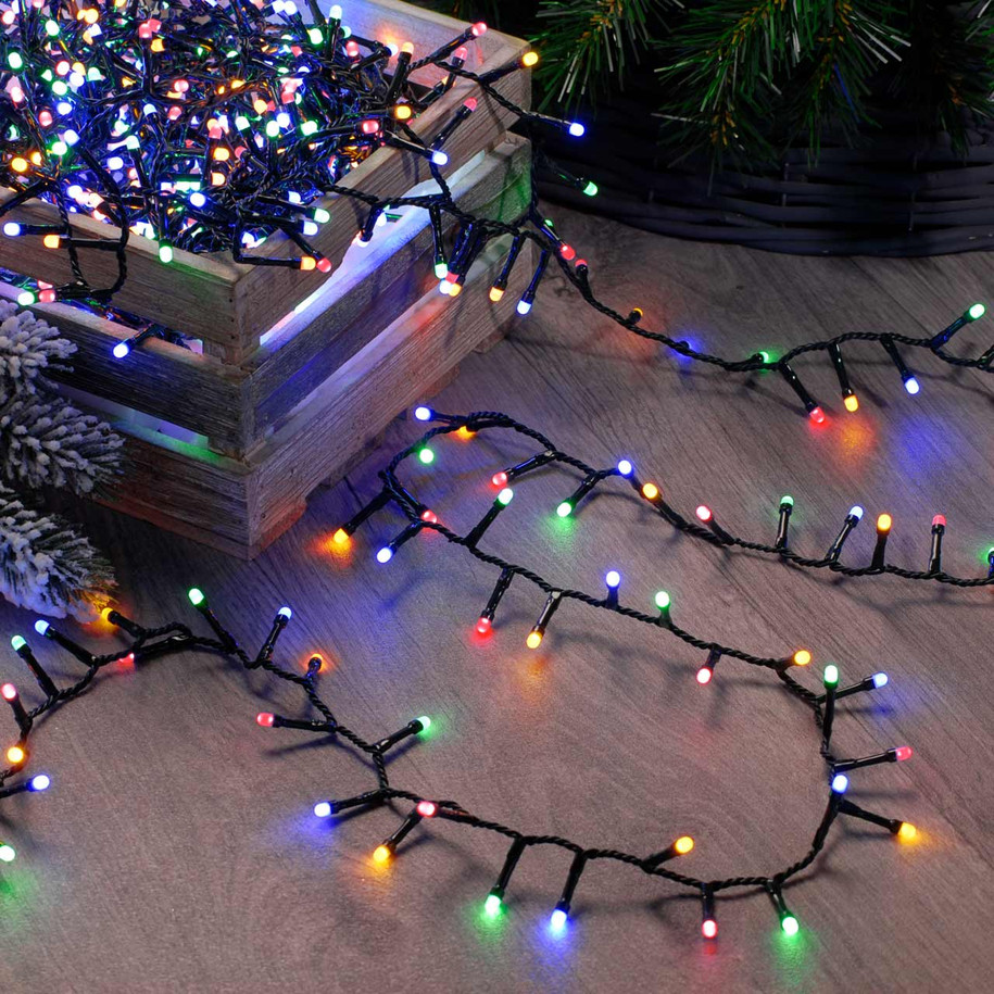 Festive 12.9m Indoor & Outdoor Glow-Worm String Lights 500 Multi-Coloured LEDs 1