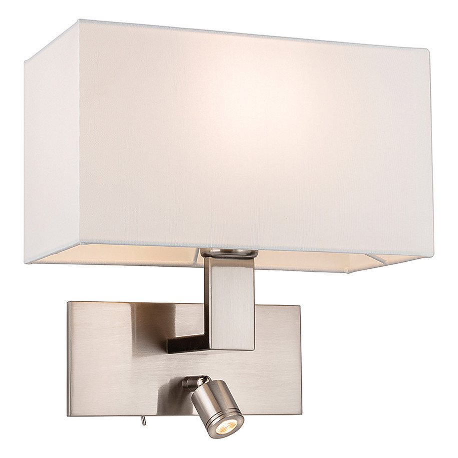 Firstlight Raffles LED 2-Light Wall Light 1W Warm White Brushed Steel and Cream Shade 1