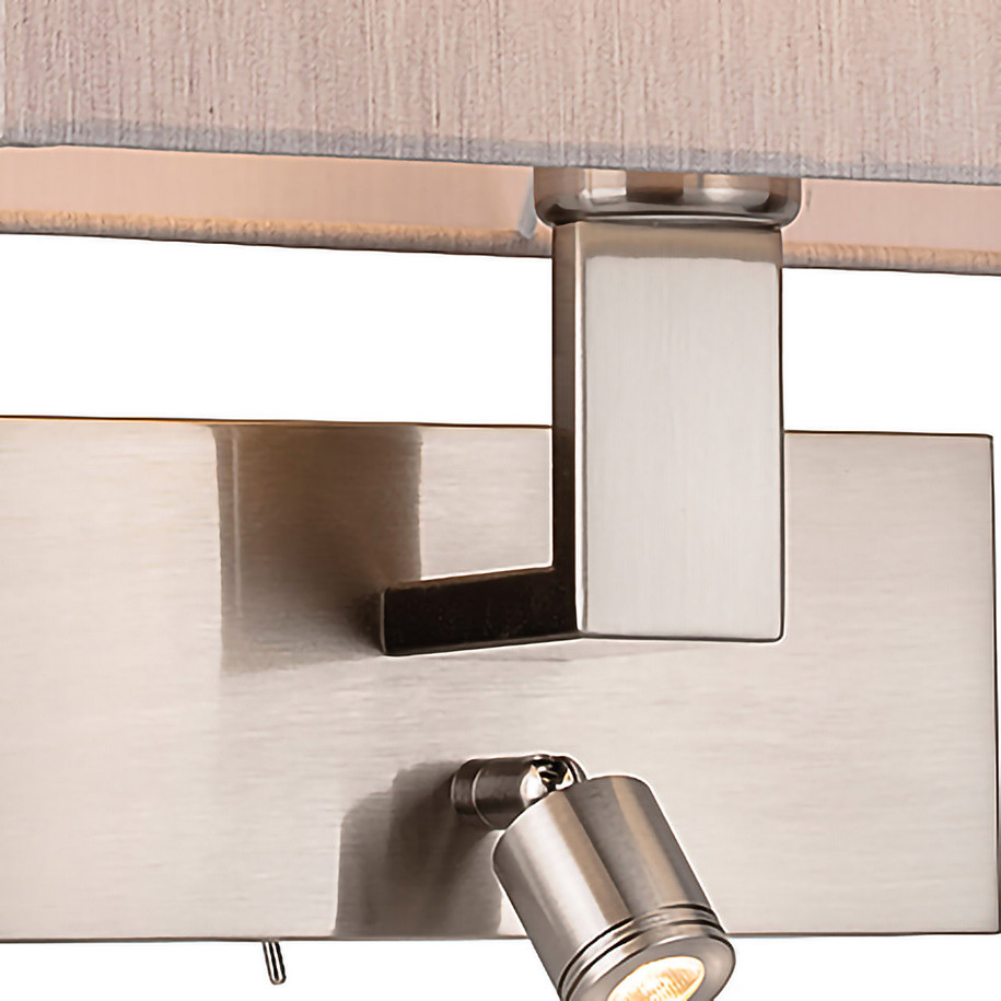 Firstlight Raffles LED 2-Light Wall Light 1W Warm White Brushed Steel and Oyster Shade 2