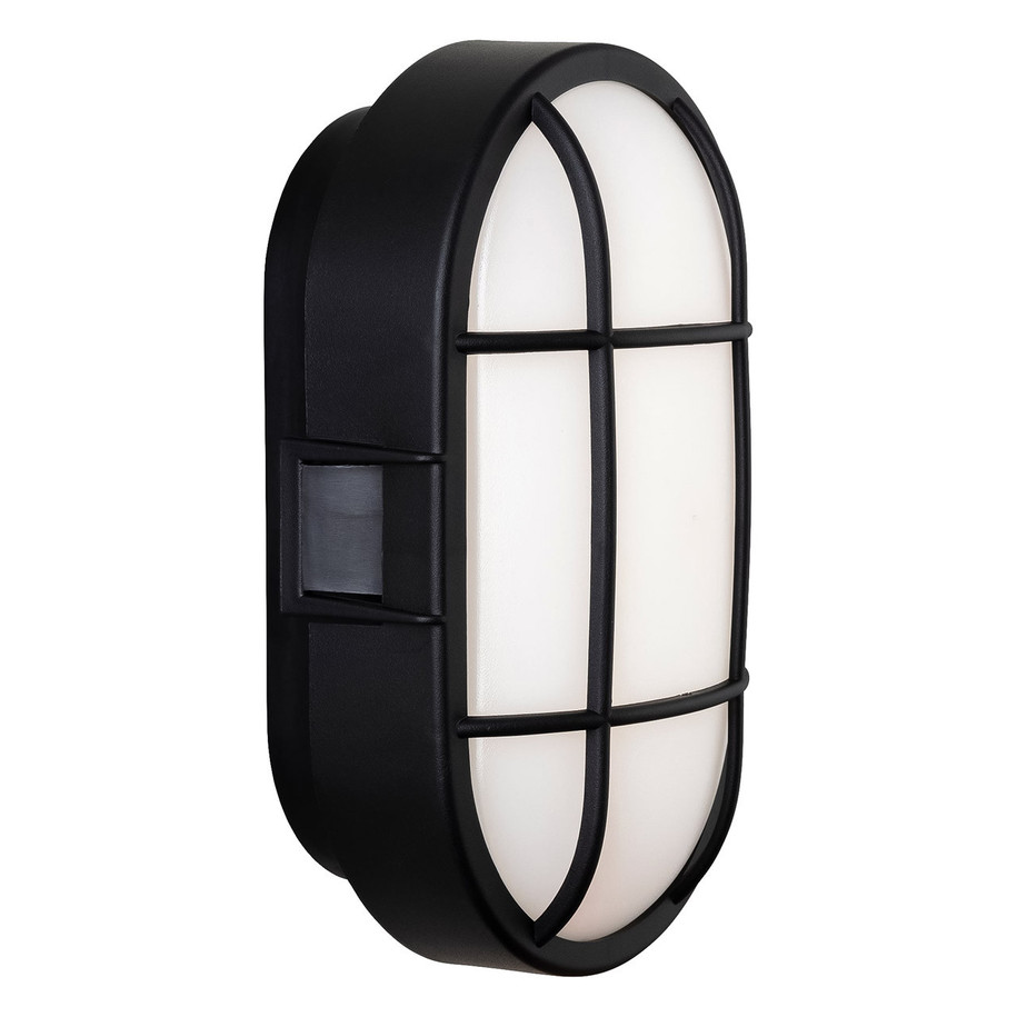 Firstlight Lewis Retro Style LED Oval Bulkhead 9W Warm White in Black and Opal 3