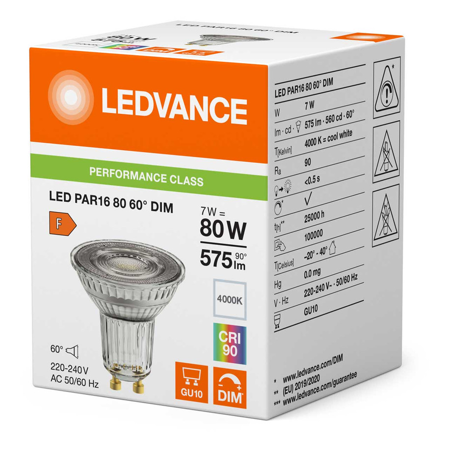 Ledvance LED GU10 Bulbs 8.3W Dimmable Performance Class Cool White 36° 3