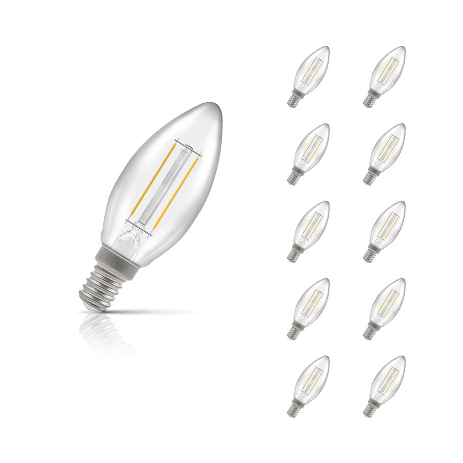 Crompton Candle LED Light Bulb E14 2.5W (25W Eqv) Cool White 10-Pack Clear 1