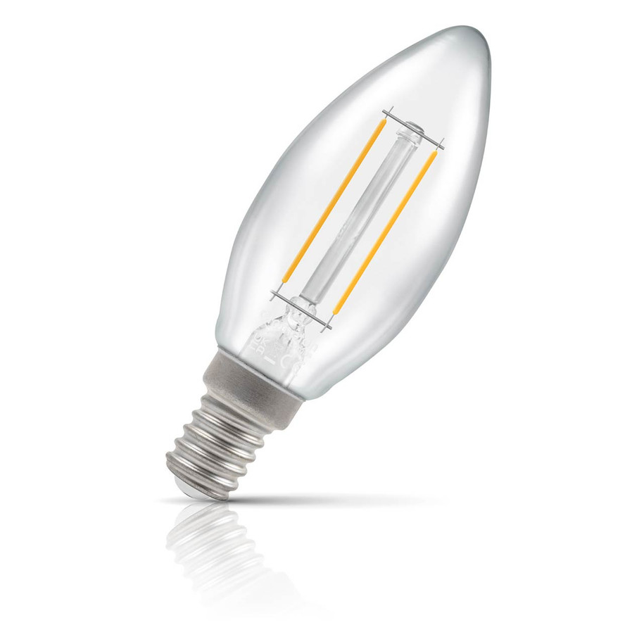 10-Pack Crompton Candle LED Light Bulbs E14 2.2W (25W Eqv) Warm White Clear Filament Small Screw 2