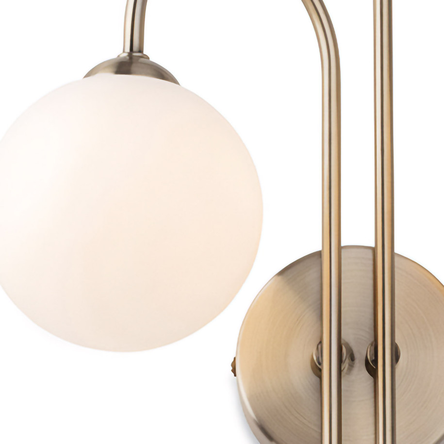 Firstlight Lyndon Art Deco Style 2-Light Wall Light in Antique Brass and Opal Glass 4