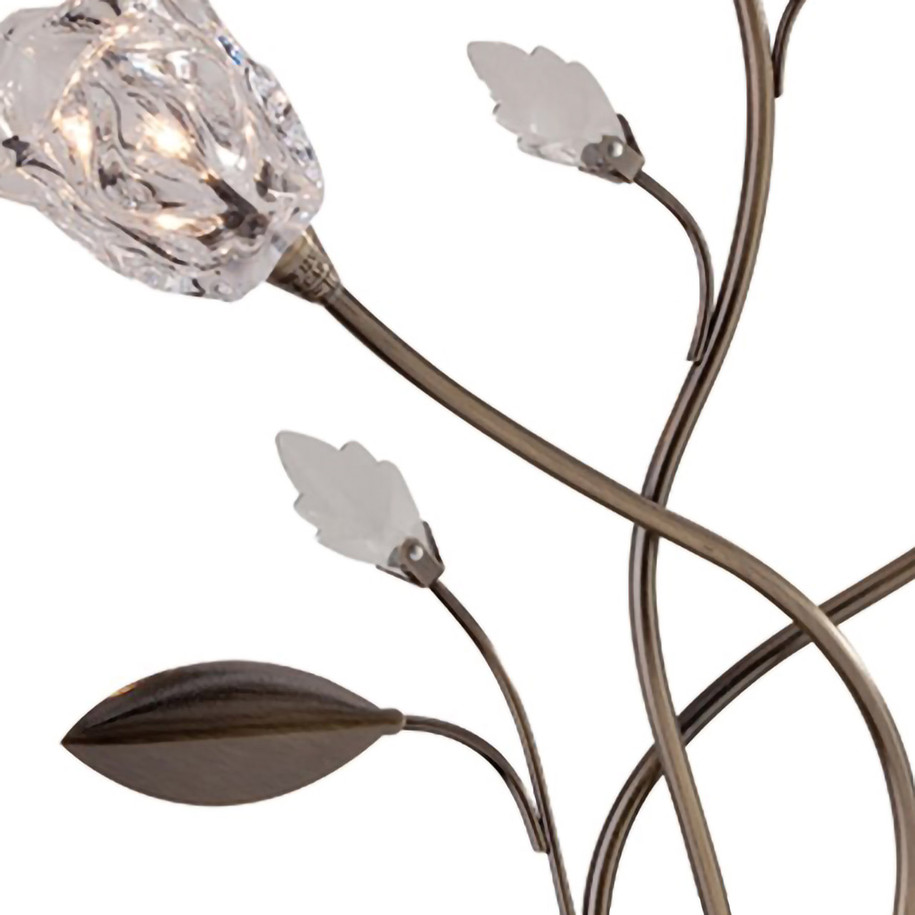 Firstlight Cindy Flower and Leaf Style 3-Light Wall Light in Antique Brass and Clear Glass 2