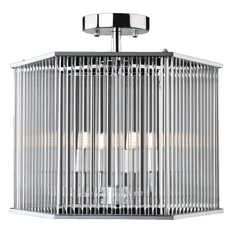 Firstlight Rialto Art Deco Style 4-Light Hexagon Semi-Flush Ceiling Light in Chrome and Clear Glass Price Comparisons | Compare The Build