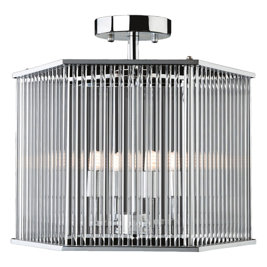 Firstlight Rialto Art Deco Style 4-Light Hexagon Semi-Flush Ceiling Light in Chrome and Clear Glass 1