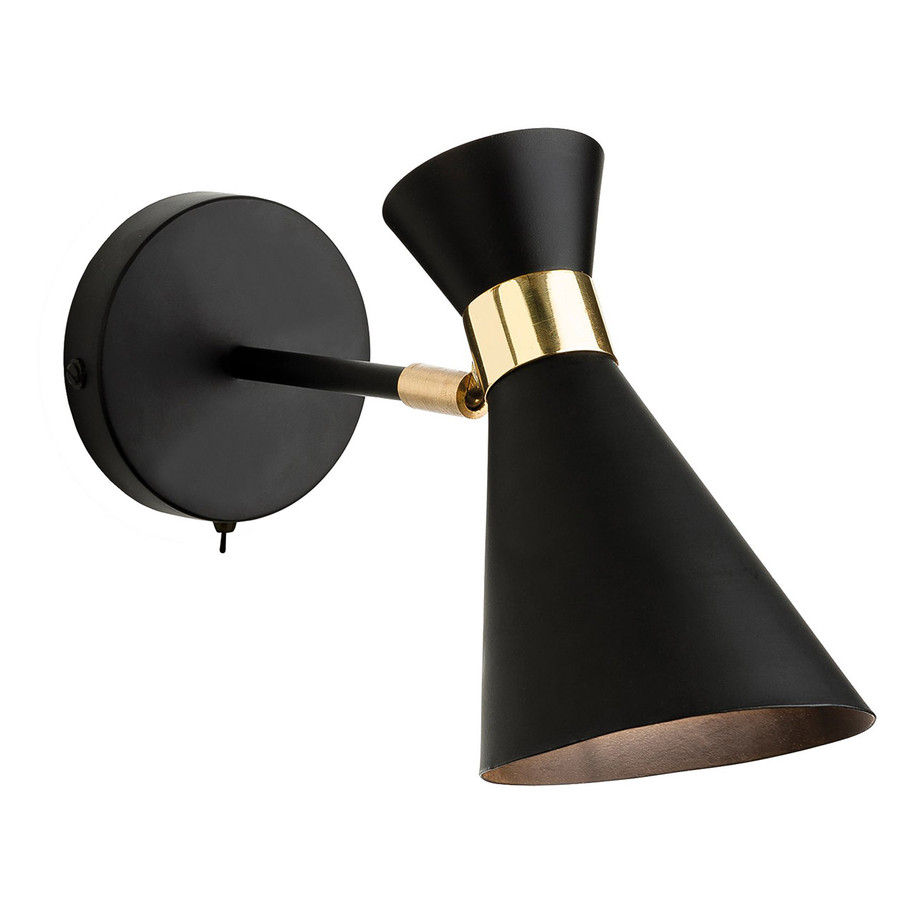 Firstlight Ohio Retro Style Wall Light with On/Off Switch Black and Brass 1