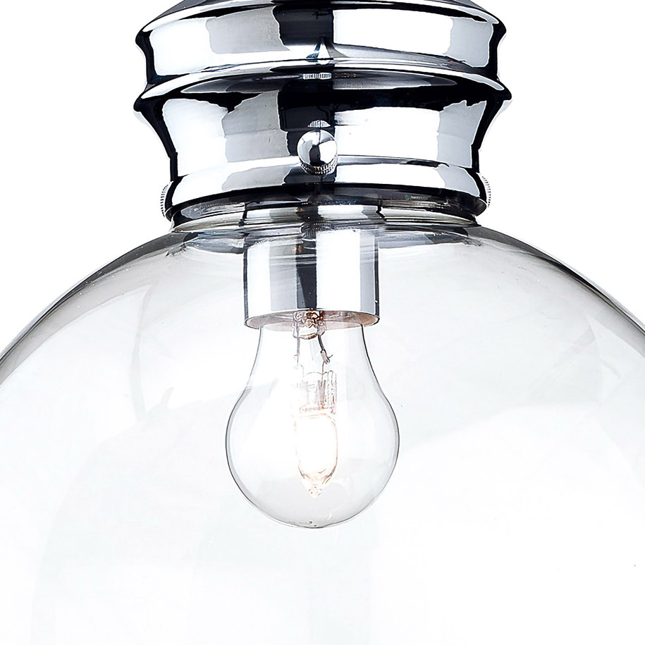 Firstlight Omar Elegant Style Globe-Shaped Pendant Light in Chrome and Clear Glass 2