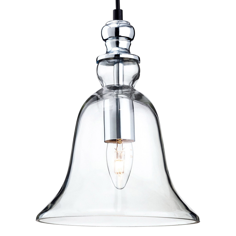 Firstlight Omar Elegant Style Bell-Shaped Pendant Light in Chrome and Clear Glass Price Comparisons | Compare The Build