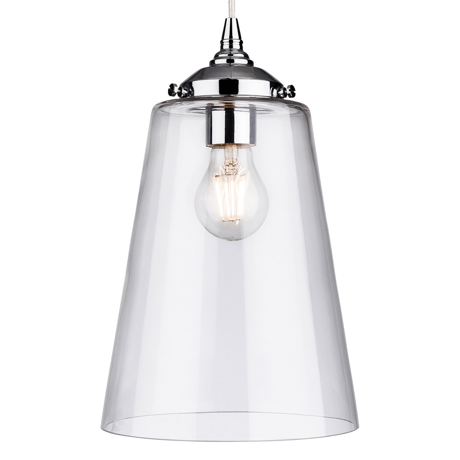 Firstlight Seville Modern Style 20cm Pendant Light in Chrome and Clear Glass 1