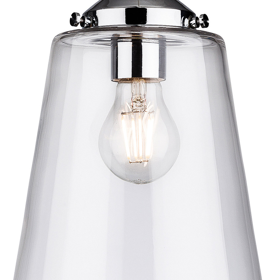 Firstlight Seville Modern Style 20cm Pendant Light in Chrome and Clear Glass 2