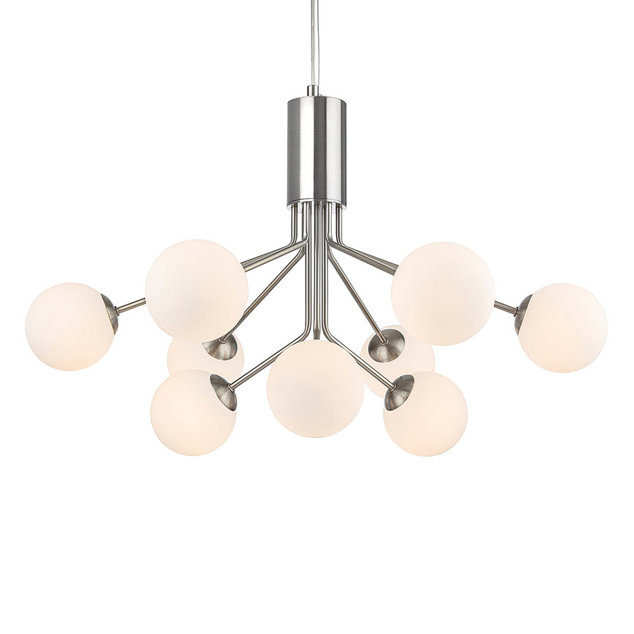 Firstlight Montana Contemporary Style 9-Light Pendant Light in Brushed Steel and Opal Glass 1