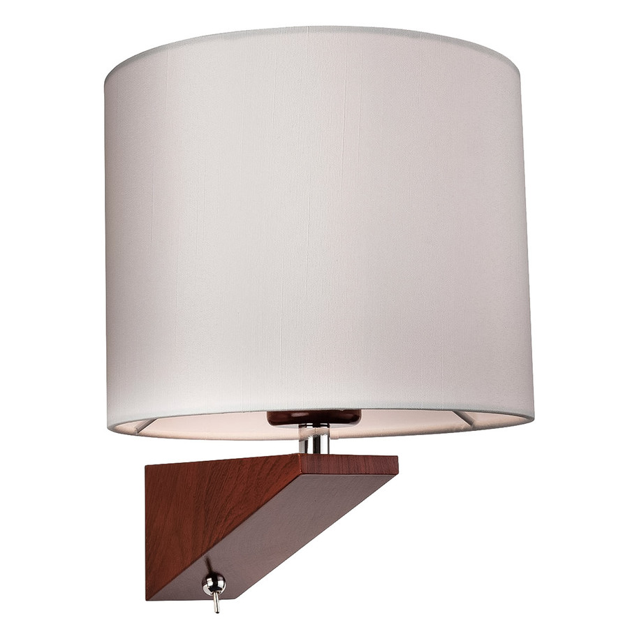 Firstlight Alpine Modern Style Wall Light with On/Off Switch Dark Walnut with Cream Shade 1