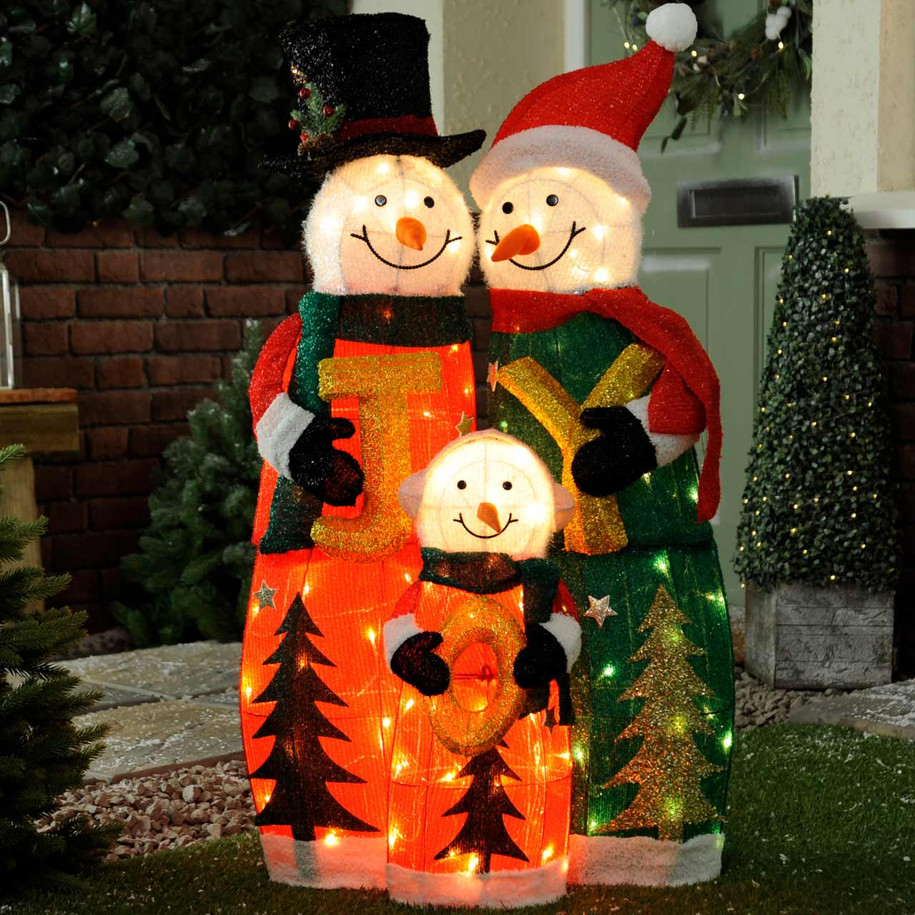 Festive 100cm Battery Operated Lit Snowman Family 2