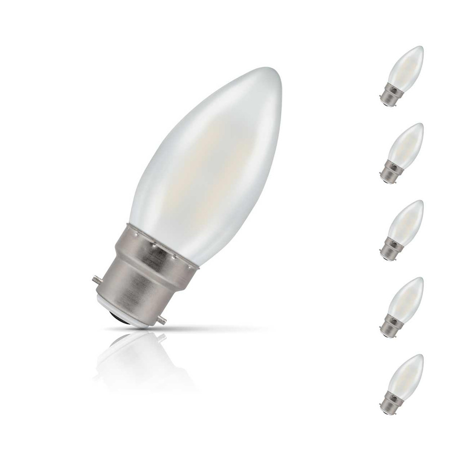 Crompton Candle LED Light Bulb B22 2.5W (25W Eqv) Cool White 5-Pack Pearl 1