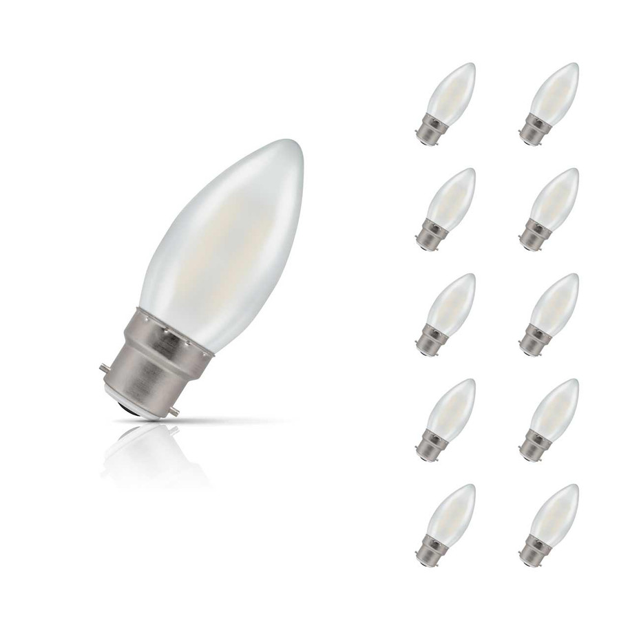 Crompton Candle LED Light Bulb B22 2.2W (25W Eqv) Warm White 10-Pack Pearl 1