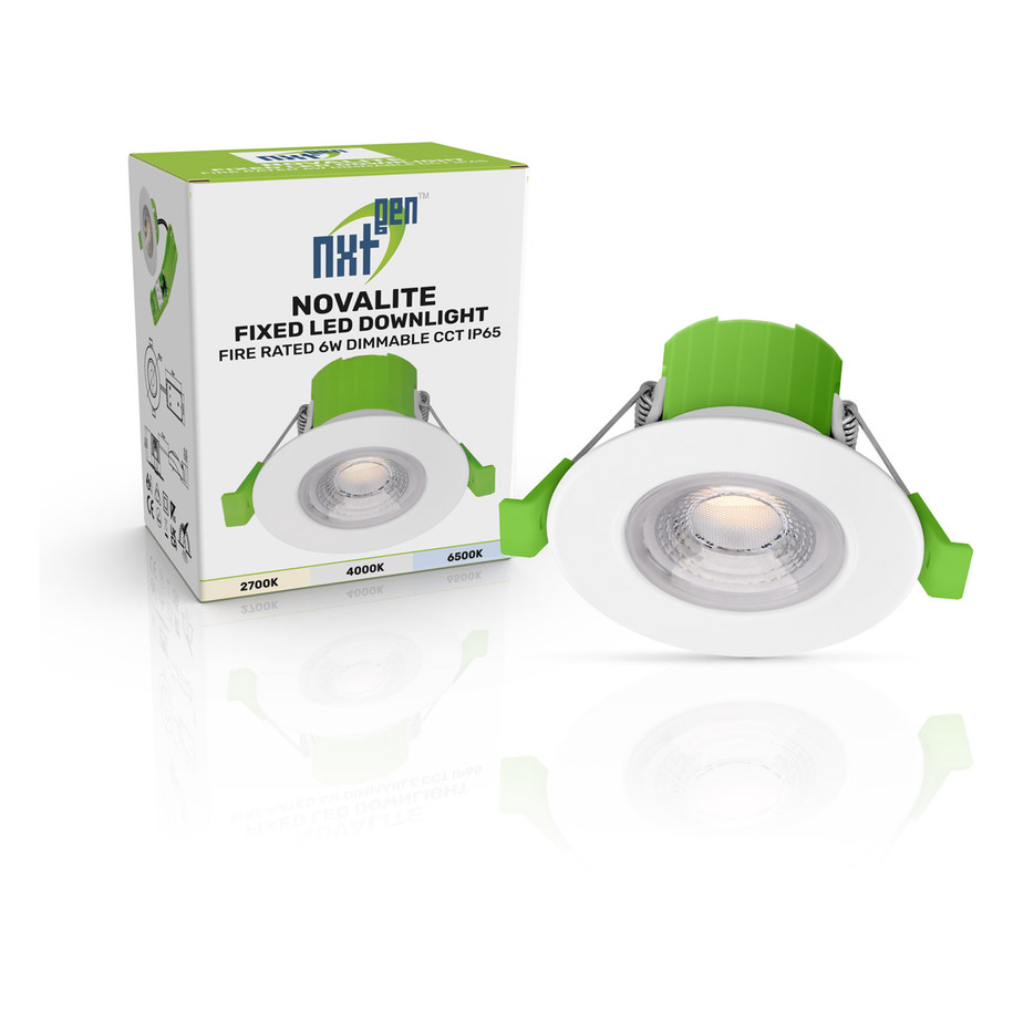nxt gen NovaLite LED Fire Rated Downlight 6W Dimmable CCT IP65 White (6 Pack) 5