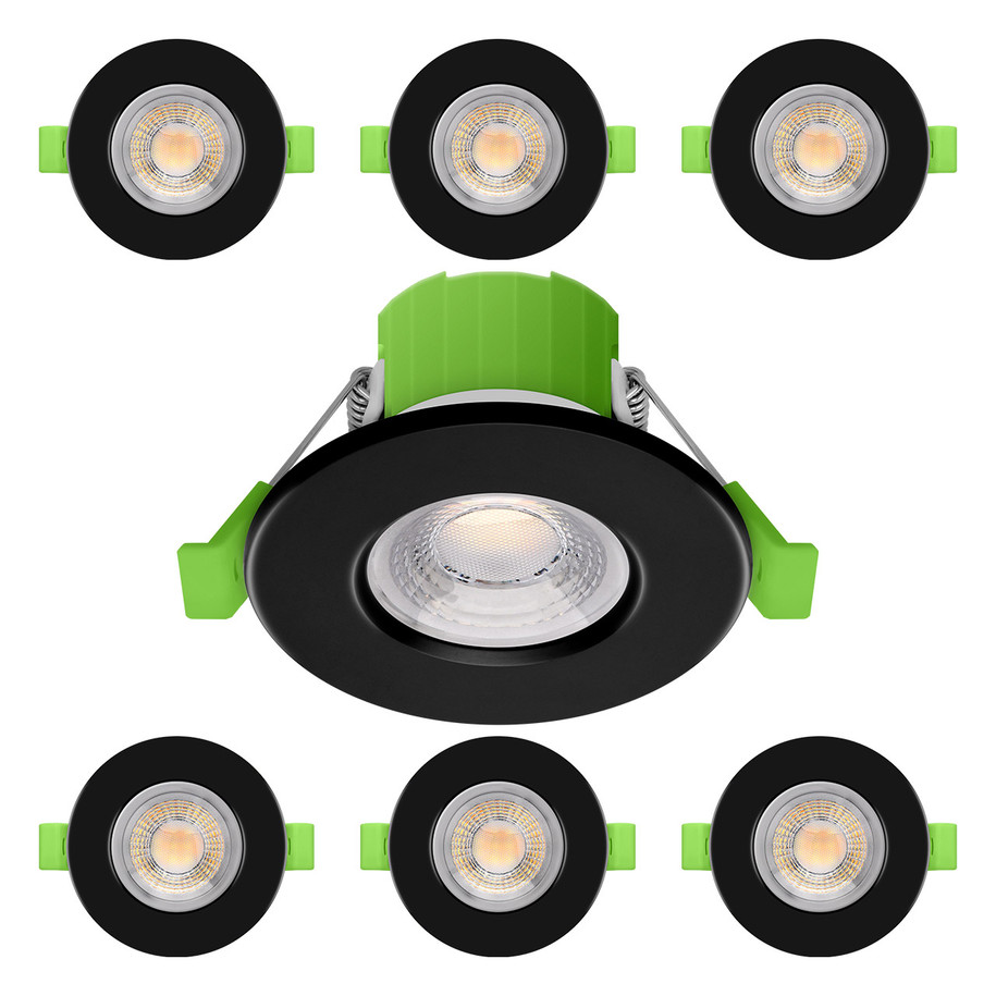 nxt gen NovaLite LED Fire Rated Downlight 6W Dimmable CCT IP65 Black (6 Pack)