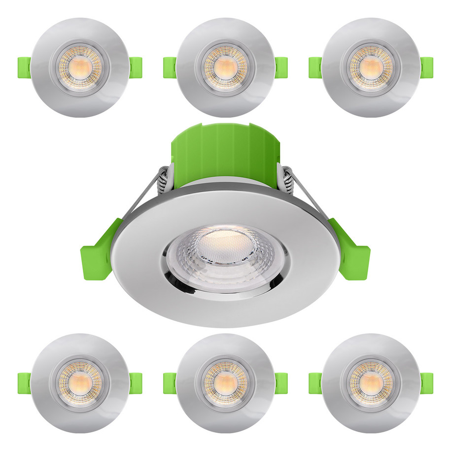 nxt gen NovaLite LED Fire Rated Downlight 6W Dimmable CCT IP65 Chrome (6 Pack)