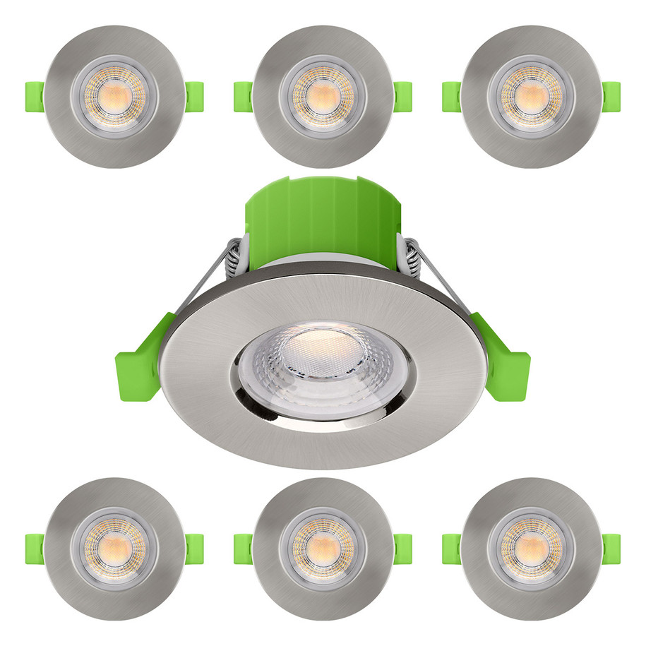 nxt gen NovaLite LED Fire Rated Downlight 6W Dimmable CCT Satin Nickel (6 Pack)