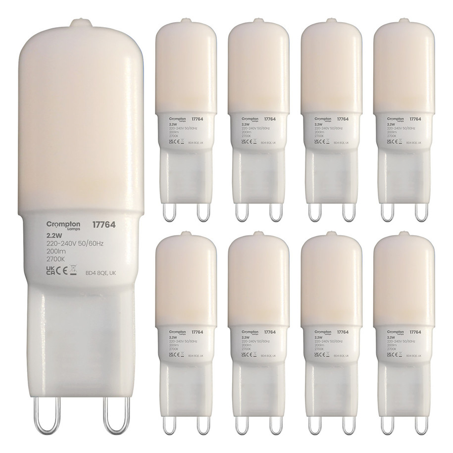 Crompton Lamps LED G9 Capsule 2.2W 9-Pack Warm White Opal