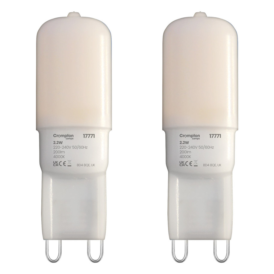 Crompton Lamps LED G9 Capsule 2.2W 2-Pack Cool White Opal