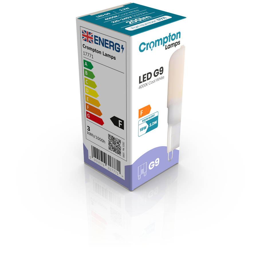 Crompton Lamps LED G9 Capsule 2.2W 8-Pack Cool White Opal 3
