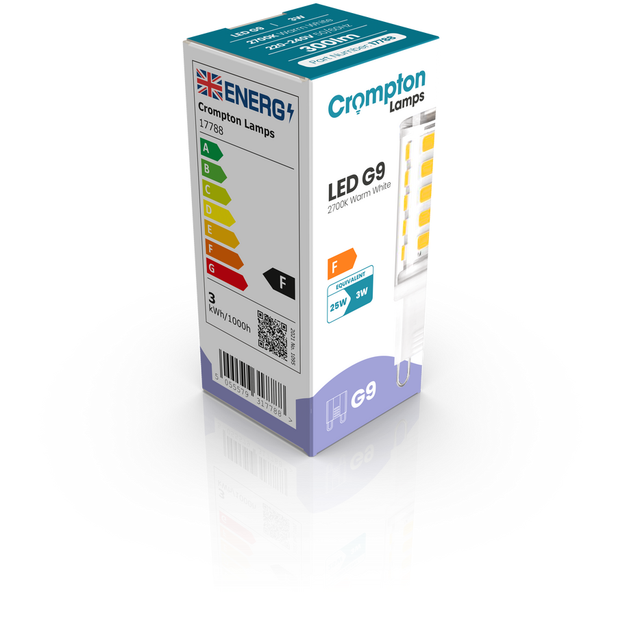 Crompton Lamps LED G9 Capsule 3W 10-Pack Warm White Clear 3