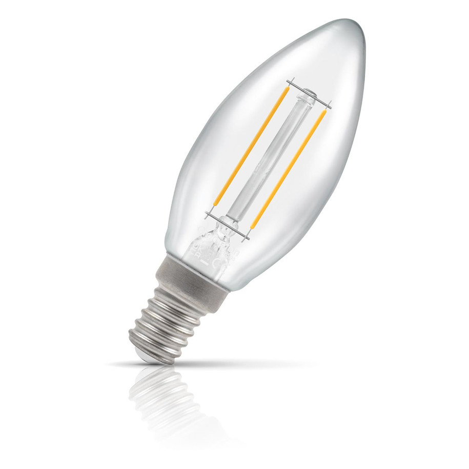 Crompton Candle LED Light Bulb E14 2.2W (25W Eqv) Cool White Filament Clear 1