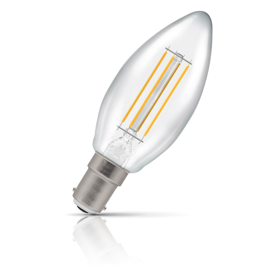 Crompton Candle LED Light Bulb B15 4.2W (40W Eqv) Cool White 10-Pack Filament Clear 3