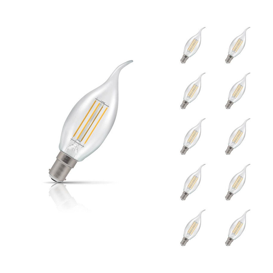 Crompton Candle LED Light Bulb Bent Tip B15 4.2W (40W Eqv) Warm White 10-Pack Filament Clear