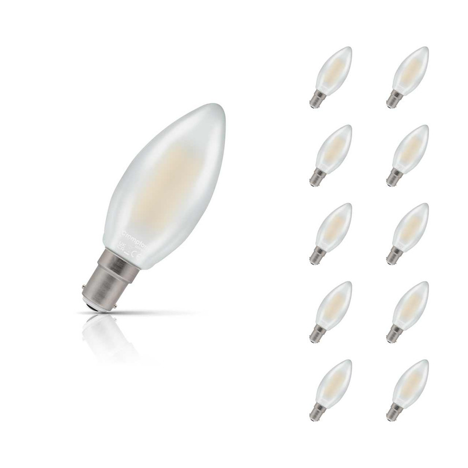Crompton Candle LED Light Bulb B15 6.5W (60W Eqv) Warm White 10-Pack Filament Pearl 1