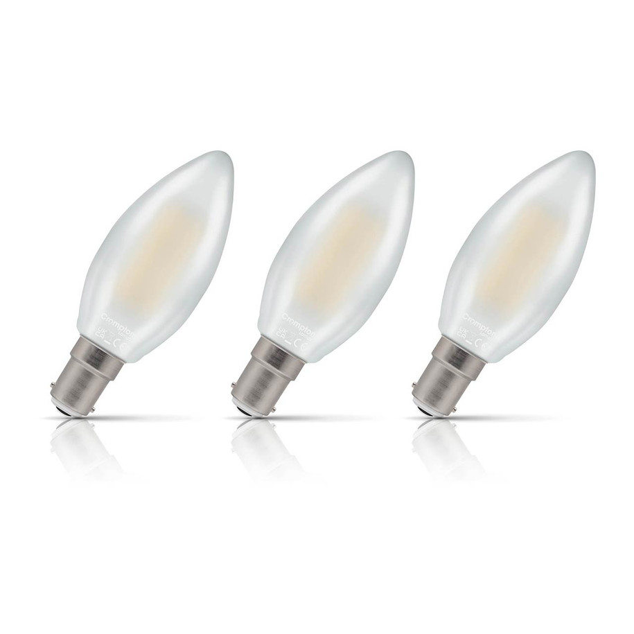 Crompton Candle LED Light Bulb B15 6.5W (60W Eqv) Warm White 3-Pack Filament Pearl 1