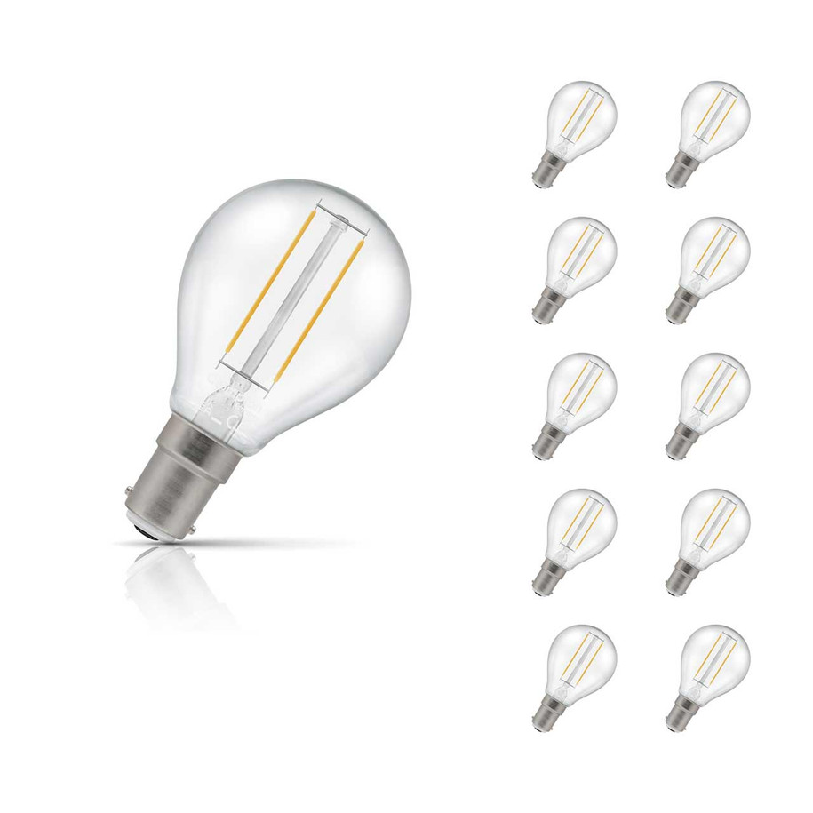 Crompton Lamps LED Golfball 2.2W B15 Filament 10-Pack Warm White Clear 25W Eqv 1
