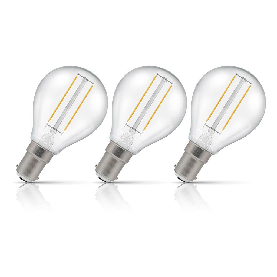 Crompton Lamps LED Golfball 2.2W B15 Filament 3-Pack Cool White Clear 25W Eqv 1