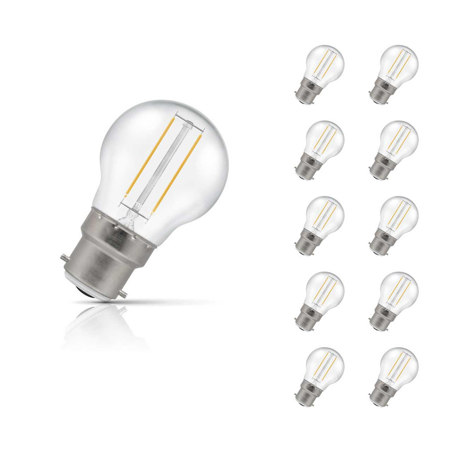 Crompton Lamps LED Golfball 2.2W B22 Filament 10-Pack Cool White Clear 25W Eqv 1
