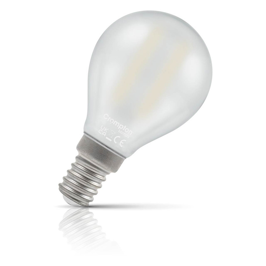 Crompton Lamps LED Golfball 2.2W E14 Dimmable Filament Warm White Pearl 25W Eqv 1
