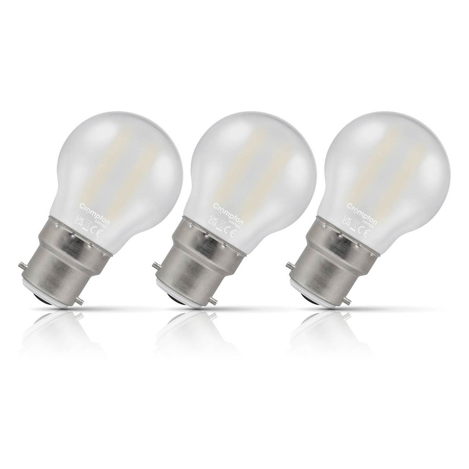 Crompton Lamps LED Golfball 2.2W B22 Dimmable Filament 3-Pack Warm White Pearl 25W Eqv 1