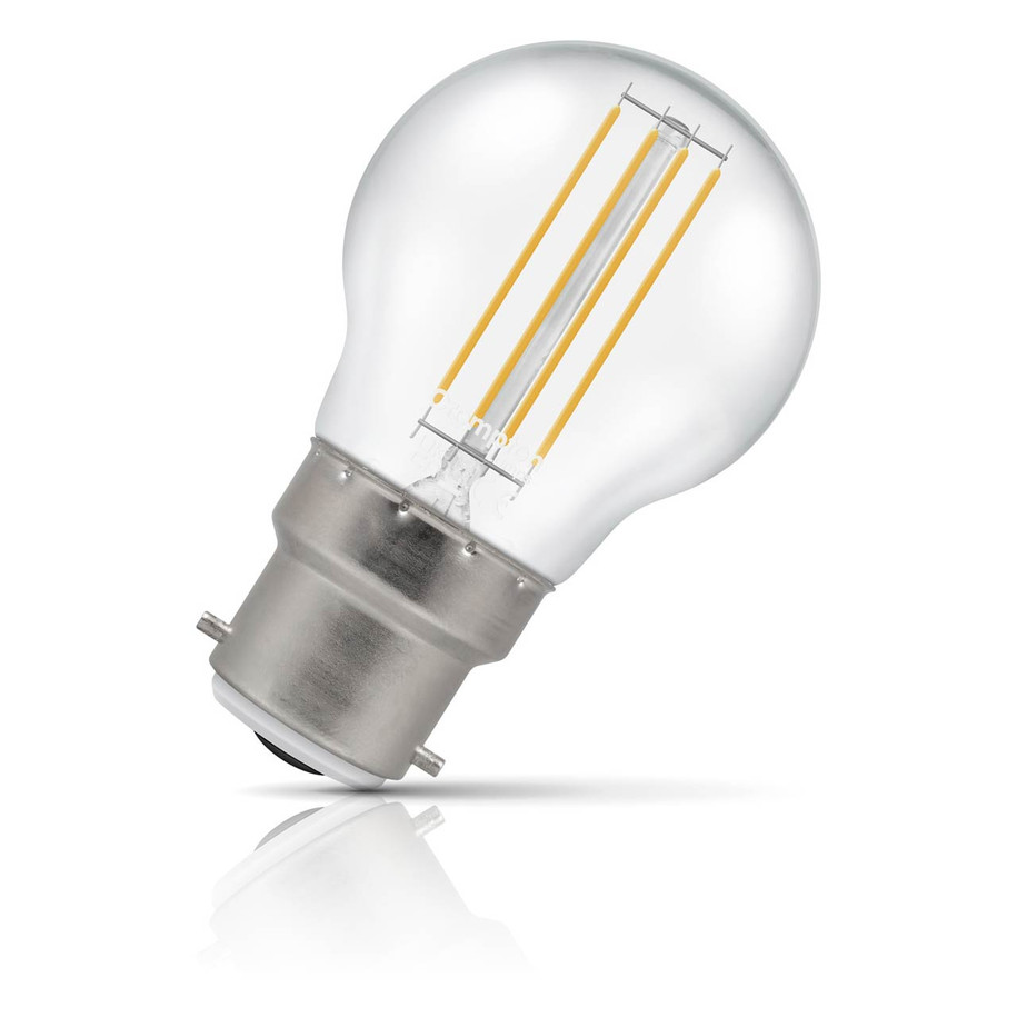 Crompton Lamps LED Golfball 4.2W B22 Dimmable Filament 10-Pack Cool White Clear 40W Eqv 3