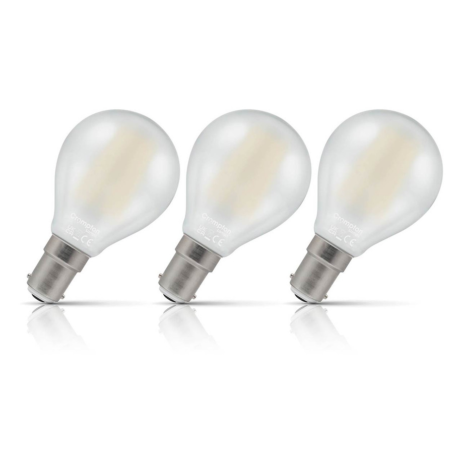 Crompton Lamps LED Golfball 4.2W B15 Filament 3-Pack Warm White Pearl 40W Eqv 1