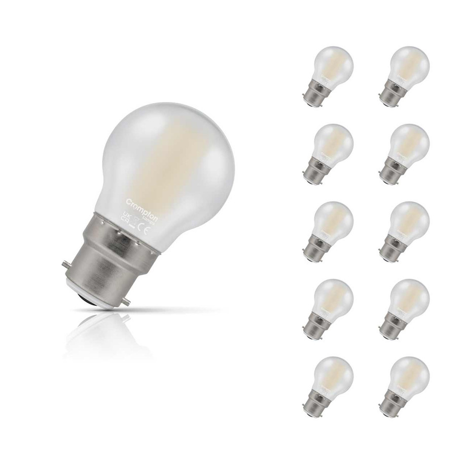 Crompton Lamps LED Golfball 6.5W B22 Filament 10-Pack Warm White Pearl 60W Eqv 1