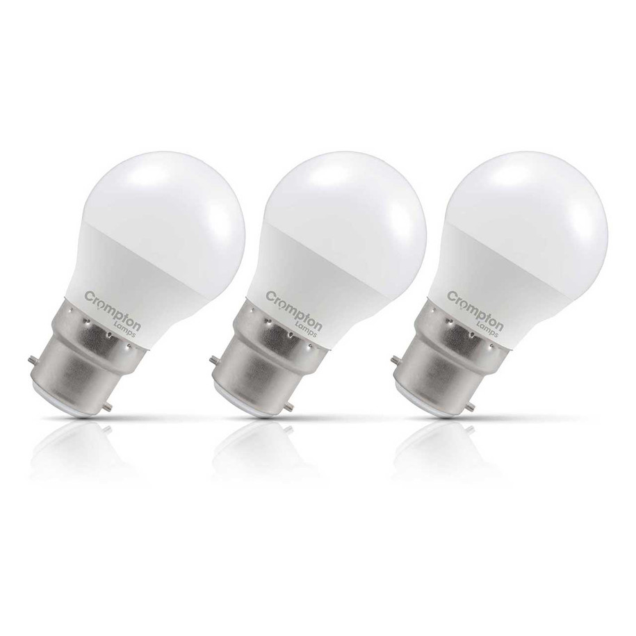 Crompton Lamps LED Golfball 2.2W B22 3-Pack Daylight Opal 25W Eqv 1
